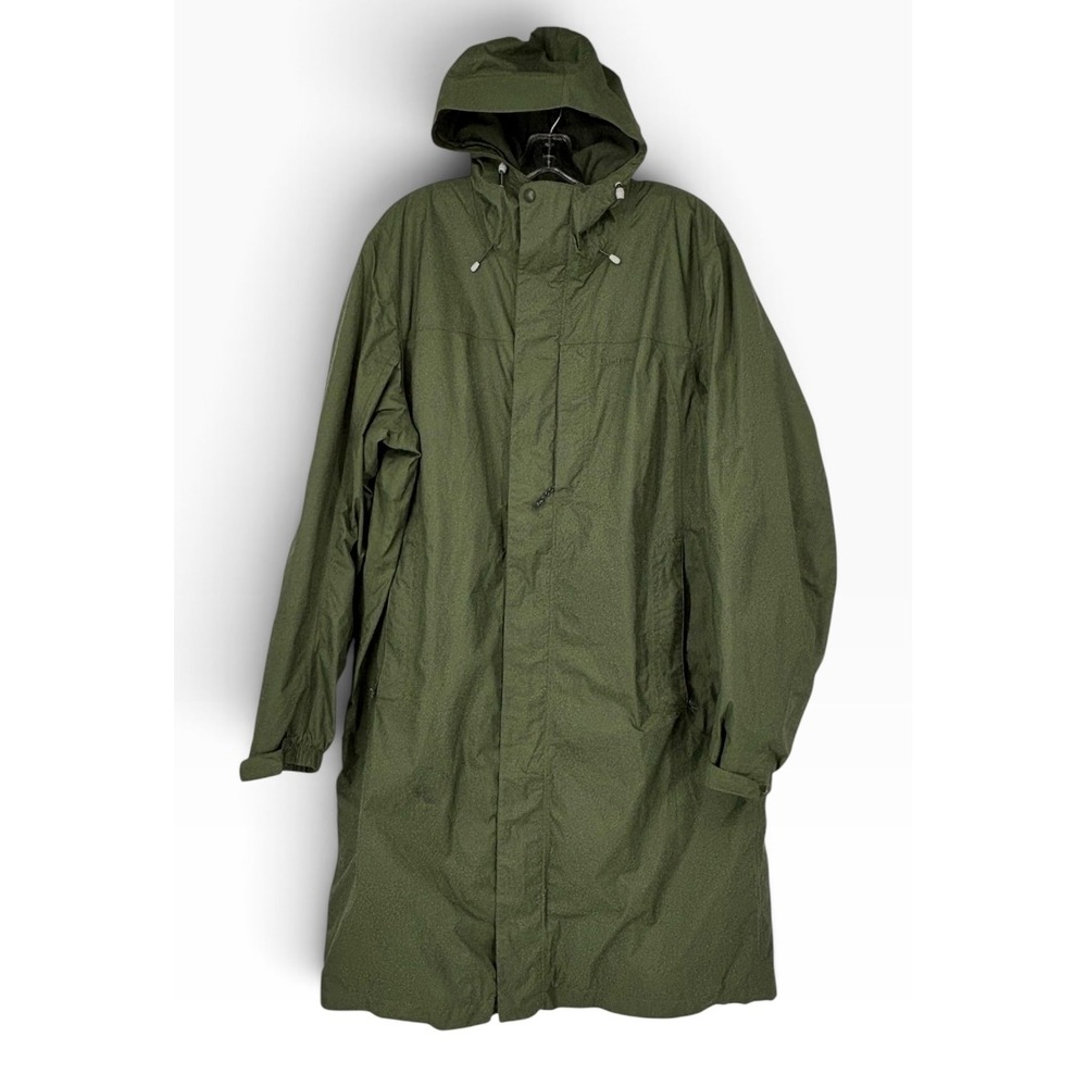 LL Bean Long Trail Parka Mens Large Tall Green Fleece Lined Rain Jacket Ripstop